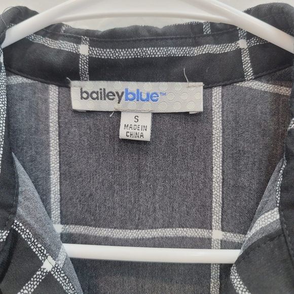 💕 Bailey Blue Black & White Short Sleeve Plaid/ Check Dress Women's Size Small - Picture 8 of 11